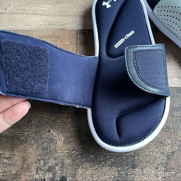 Under Armour Boys' UA Ignite VI Slides In White/Midnight Navy - 100 Size 3 - Picture 7 of 9